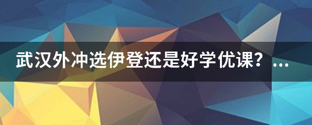 武汉外冲选伊登还是好学优课？垦丁教育听说很不错？