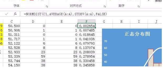 怎么在excel频率分布直方图上添加正态分布曲线