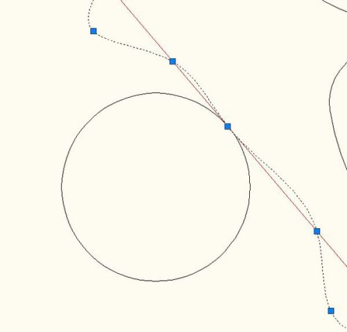在CAD中怎么样做到让圆与样条曲线相切，入下图：