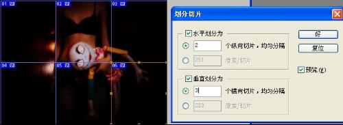 Adobe Photoshop CS3怎样把一张大相片分割成大小等大的几张小相片？