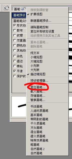 ps画笔工具默来自认的笔刷草在什么位置