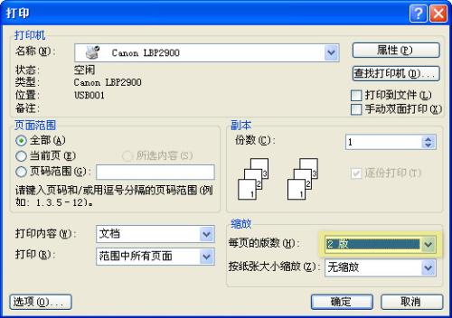 在Word文挡里头两页想缩成一页纸打印出来