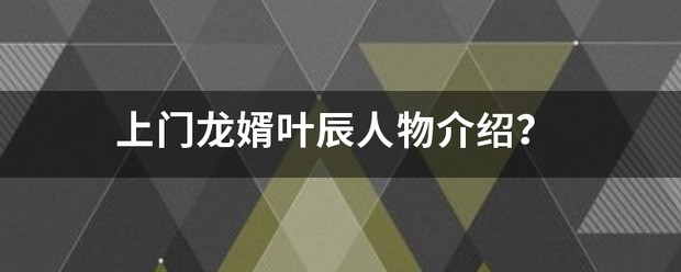 上门龙婿叶辰人物介绍？