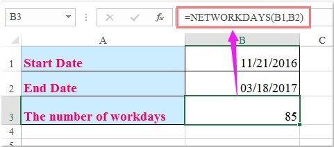 excel中怎么快速计算两个日期间的工作日天数?