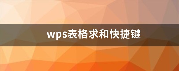 wps表格竖向求和快捷键