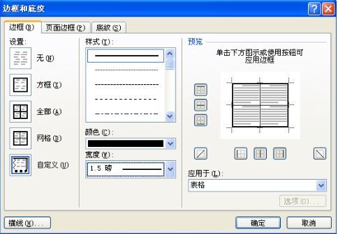 怎么在word文档中设定表格的边框线?