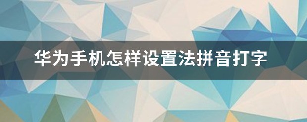 华为手机怎么设置法拼音打字 20