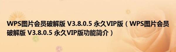 WPS图片会员破解版V3.8.0.5永久VIP版方便使用吗
