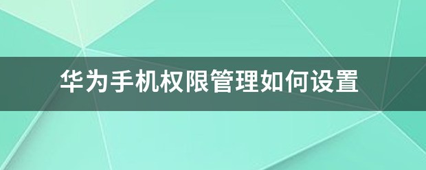 华为手机设置权限管理在哪里