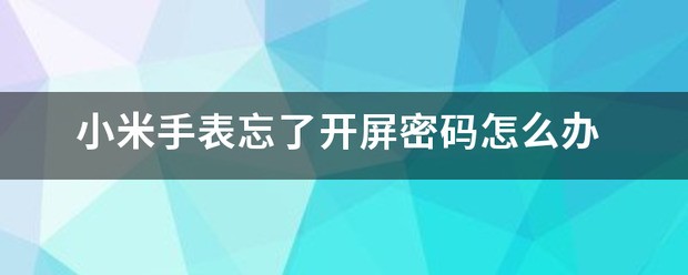 小米手表的锁屏密码忘了怎么处理啊！