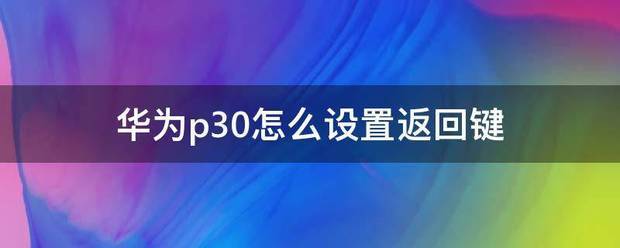 华为p30设定返回键