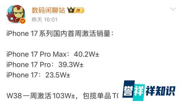 iPhone 17 系列太猛了，首周销售量破百万