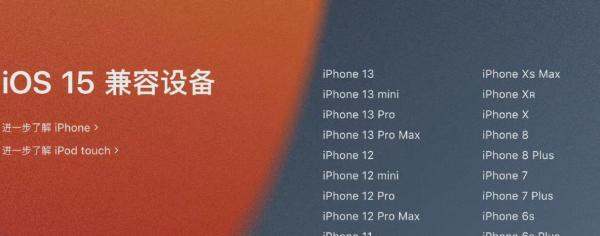 IOS15能用哪些机型